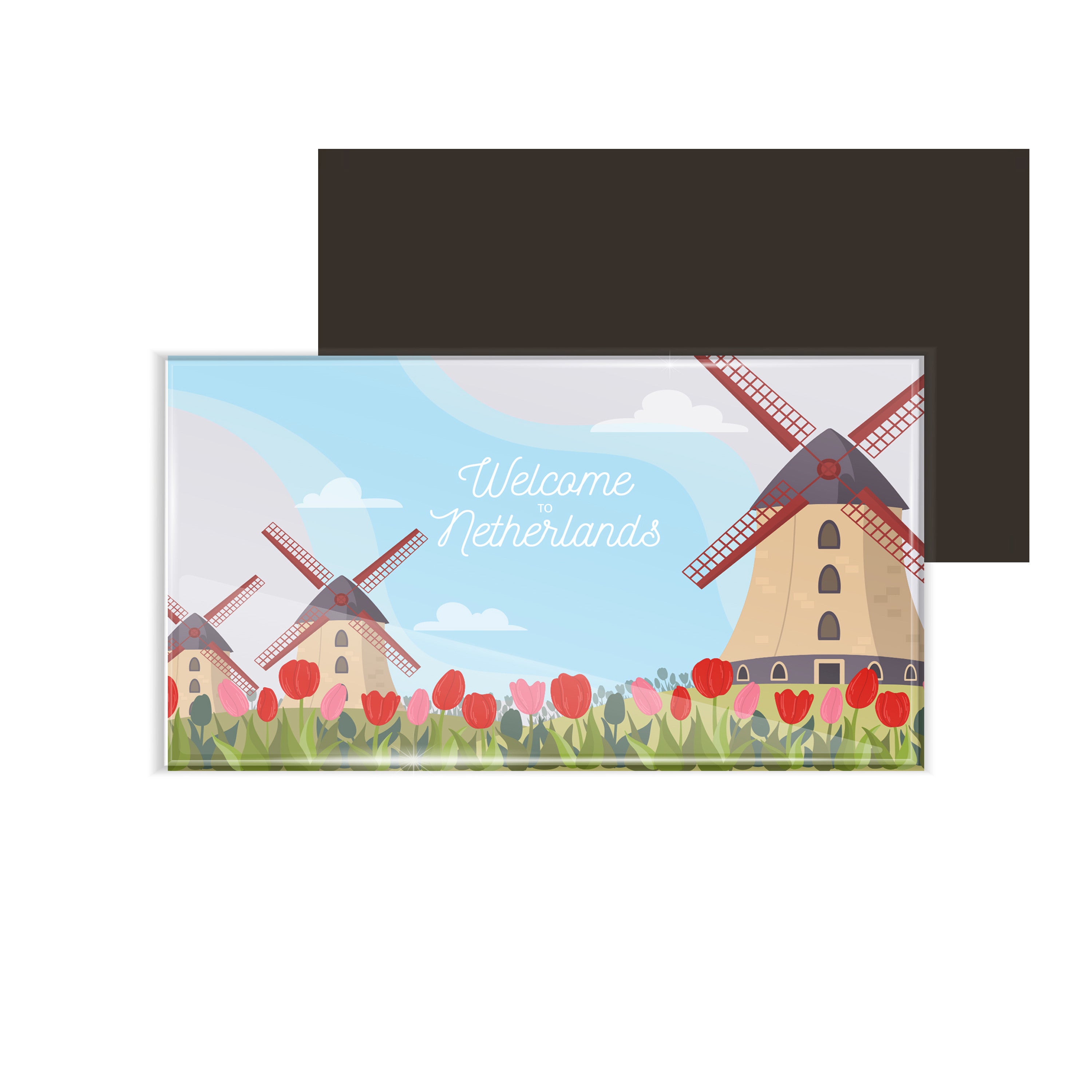 dhcrafts Fridge Magnet Rectangle Acrylic Glass (8.6 x 5.4 cm) Multicolor Travel Nietherlands Design Pack of 1